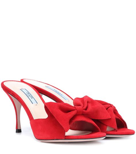 prada bow tie mules|women's Prada mules.